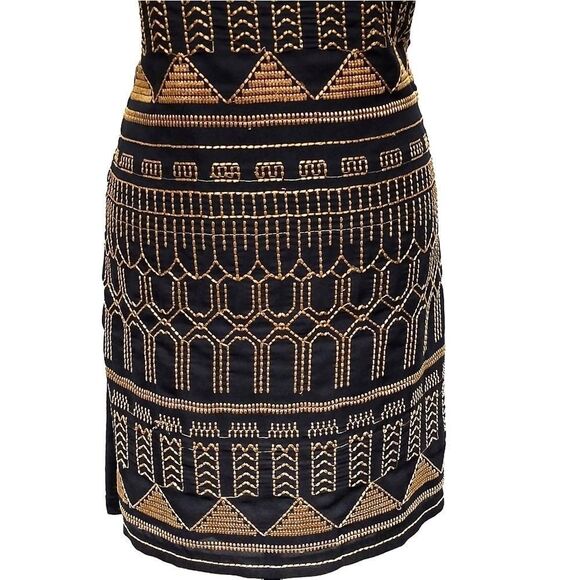 Urban Outfitters Sparkle & Fade Gold Black Tie Back Shift Dress L NWT - Picture 4 of 8